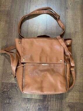 Tan Leather-Look Men's Messenger Bag